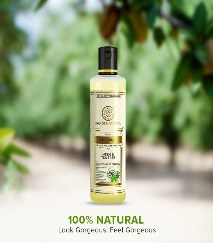 KHADI NATURAL Neem and Teatree Herbal Face Wash, SLS and Paraben Free-210ml