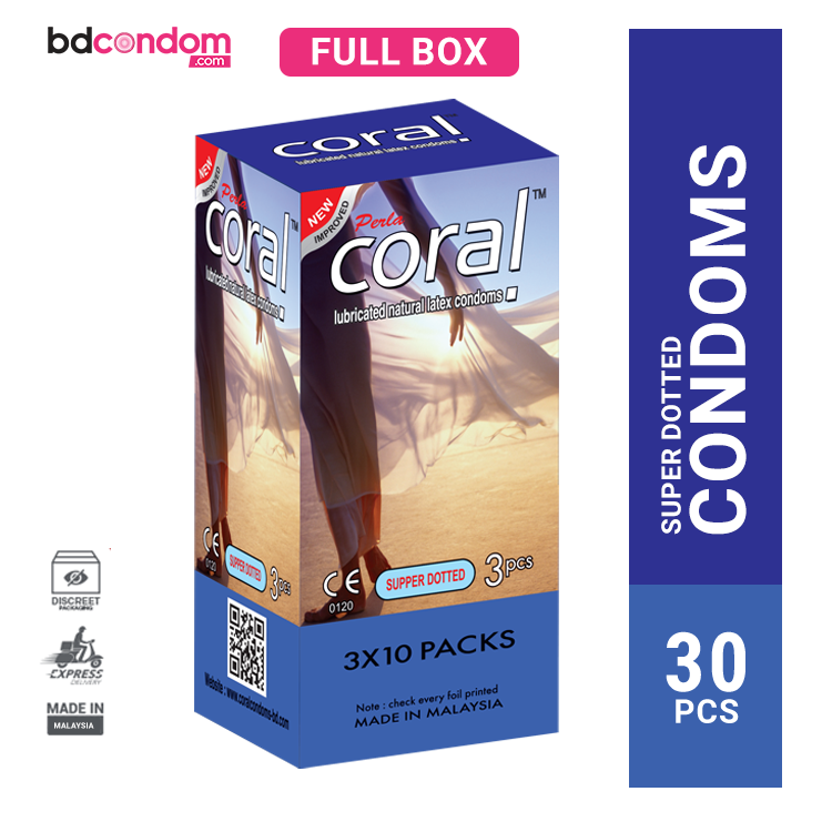 Coral Condom Supper Dotted 3's Pack