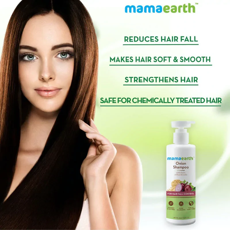 Mamaearth onion Sulfate free shampoo for hair growth & hair fall control with onion oil & plant keratin (250ml)