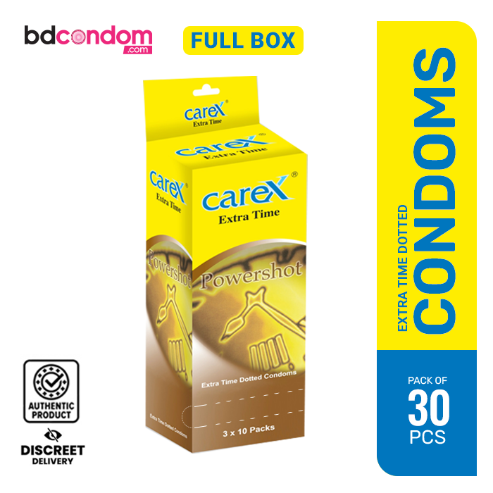 Carex Extra Time Powershot Dotted Condom 3x10 = 30pcs Full Box (Malaysia)Extra Time