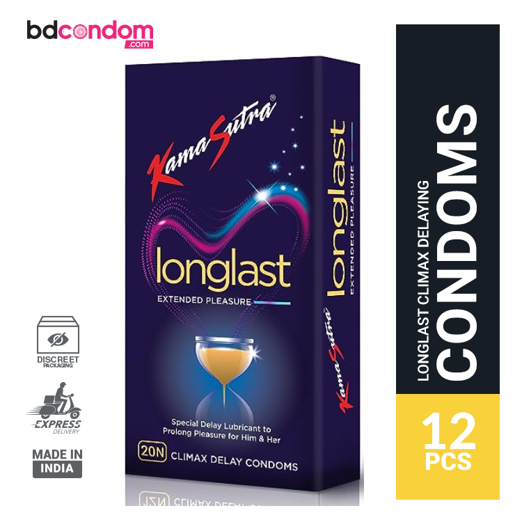 KamaSutra Longlast Climax Dotted Extended Pleasure Condoms - 12's Pack (India)
