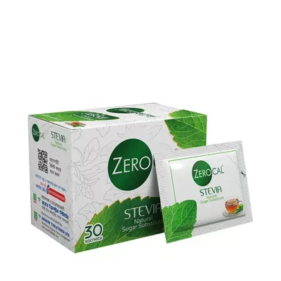 ZeroCal Stevia Natural chinigo Sugar Substitute Sachets 30pic Per Box