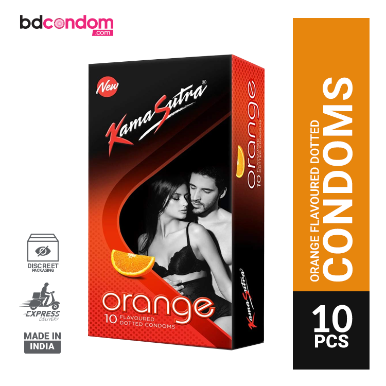 KamaSutra Orange Flavoured - Dotted Condoms - 10Pcs Pack(India)