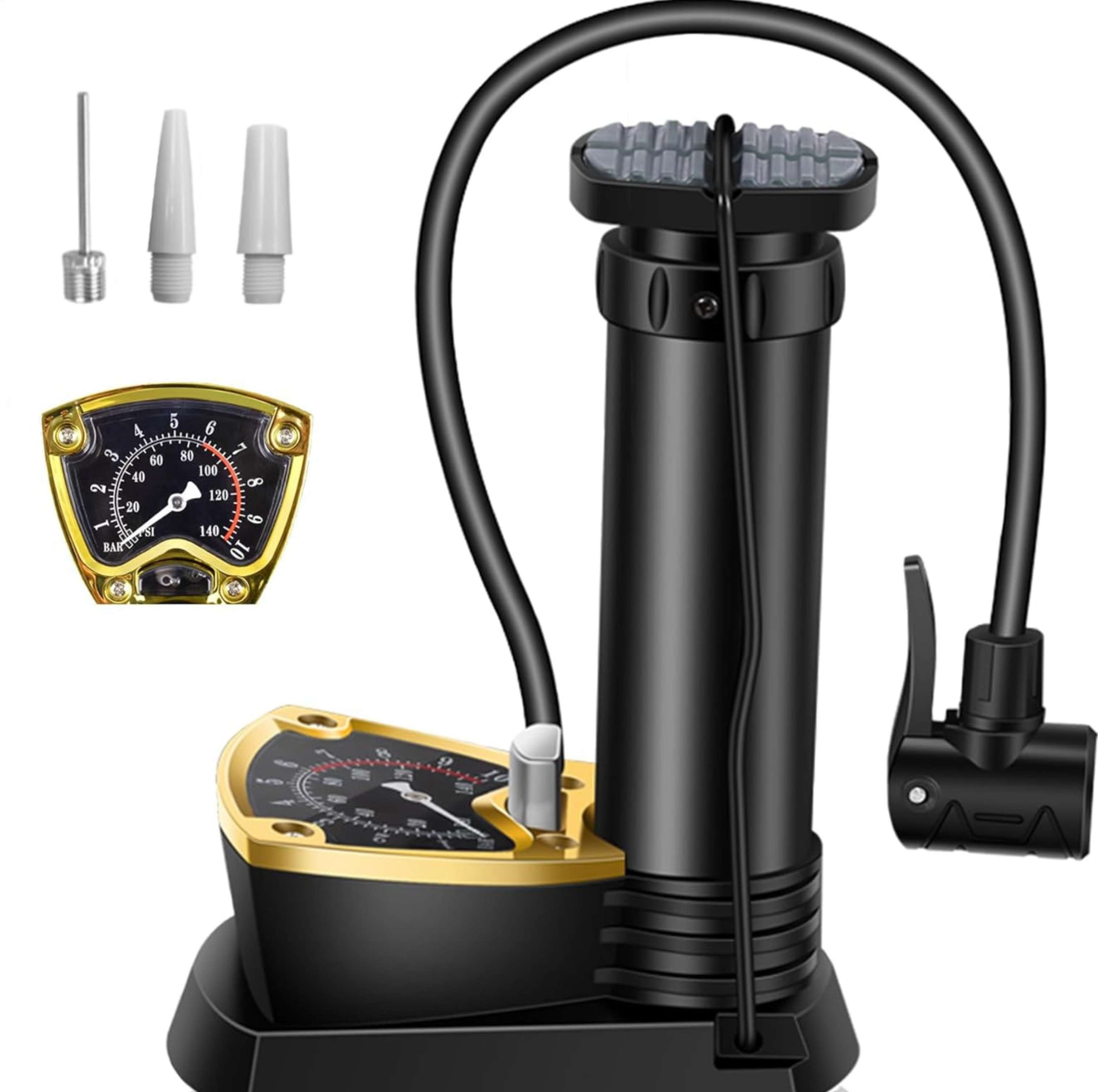 Inchant Mini Bicycle Foot Pump with Sensitive Pressure Gauge 140PSI, Aluminum Alloy Bike Foot Pump 9001