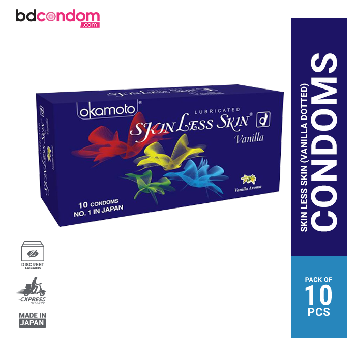 Okamoto Skinless Skin - Vanilla Flavour Dotted Condom - 10Pcs Pack(No 1 Japan)