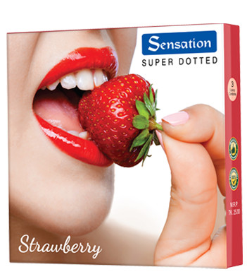 Sensation Supper Dotted Strawberry Condom 3 Pcs