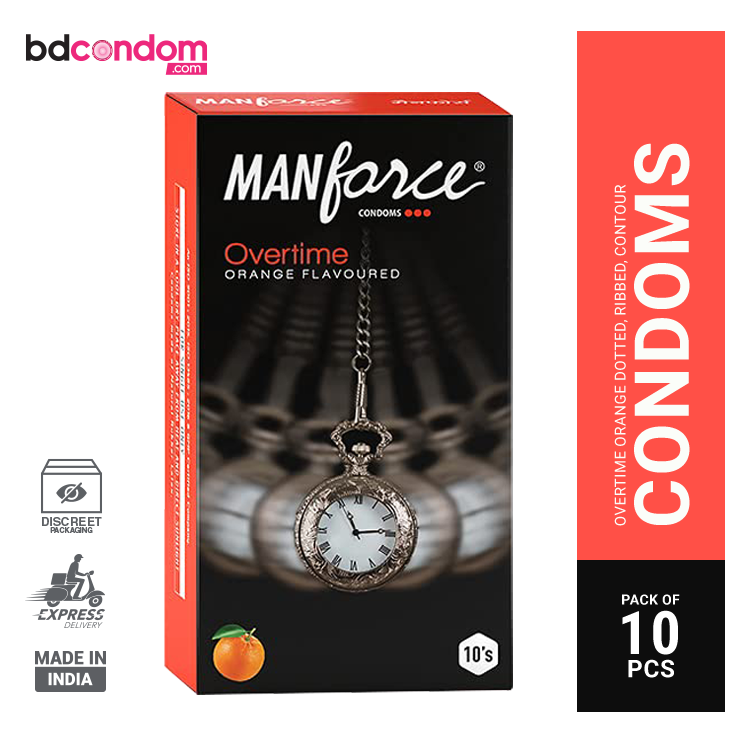 Manforce Overtime Orange 3in1(Ribbed Contour Dotted) Condoms 10's Pack
