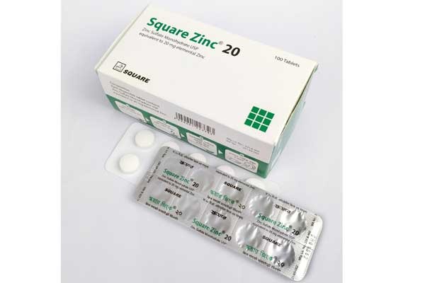 Square Zinc Tablet 20 mg (10Pcs)