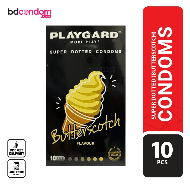 Playgard Butterscotch Flavoured - SUPER DOTTED Condom - 10's Pack(India)Betterscotch