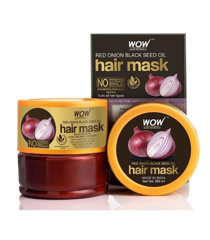 WOW Skin Science Red Onion Black Seed Oil Hair Mask with Red Onion Seed Oil Extract and Black Seed Oil, 200mL