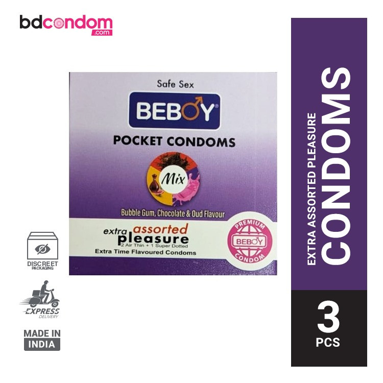 Beboy Mix Extra Time Assorted Air & Dotted (Mix Flavoured) Condom 3x10Pack - 30Pcs Full Box (India)