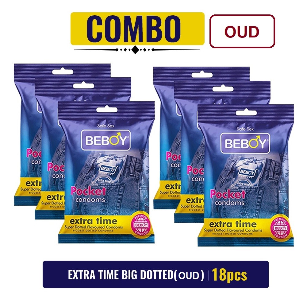 Beboy Extra Time Super Big Dotted Condom (Oud Flavoured) Pouch Pack (Combo) 3x6 - 18Pcs(India)