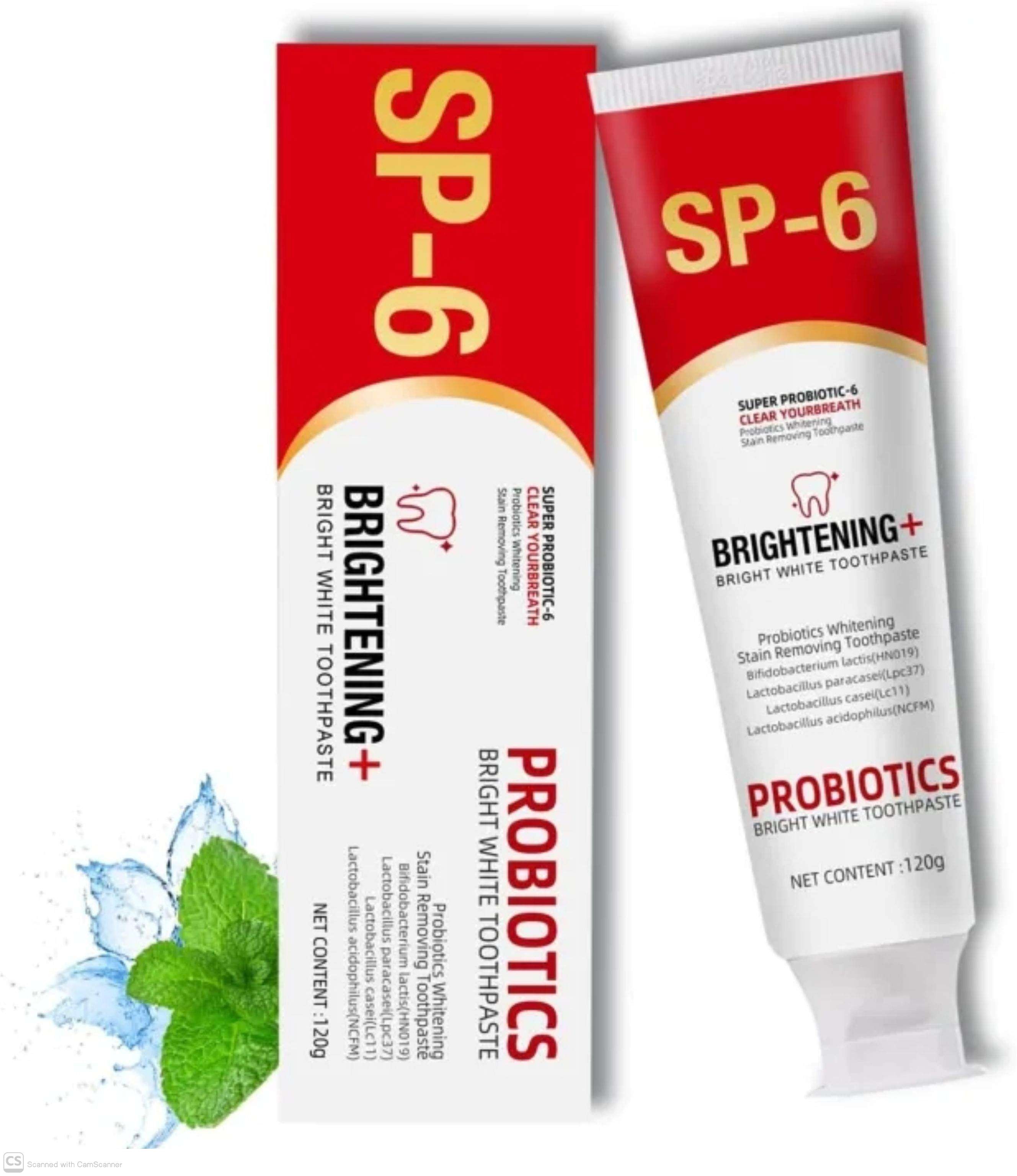 SP-6 Ultra Whitening Toothpaste | Probiotics Bright White Toothpaste | Fresh Breath & Daily Oral Care | 120g