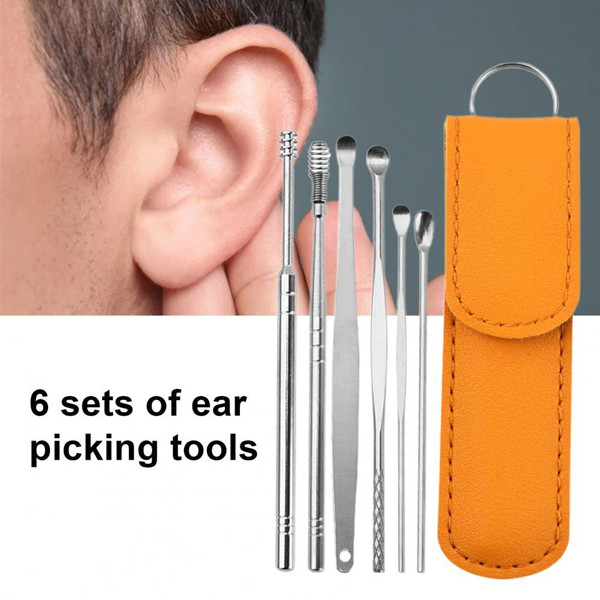 Ear Pick Set Portable Ear Cleaner Set Stainless Steel With Lather Case by China