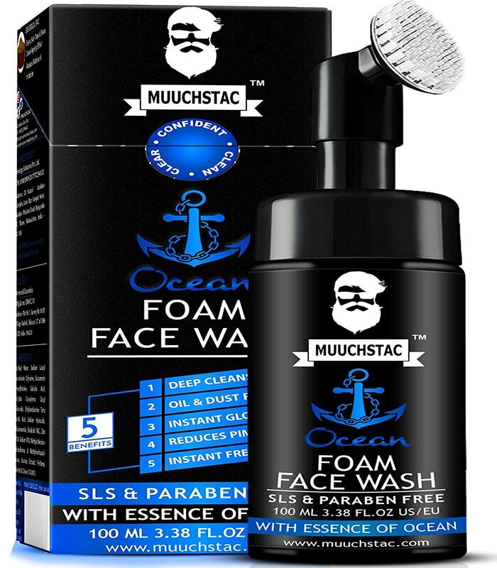 Muuchstac Ocean Foam Face Wash For Men, Use Daily For Deep Cleansing, Fighting Acne & Pimple, Skin Brightening & Instant Freshness – 100 ML