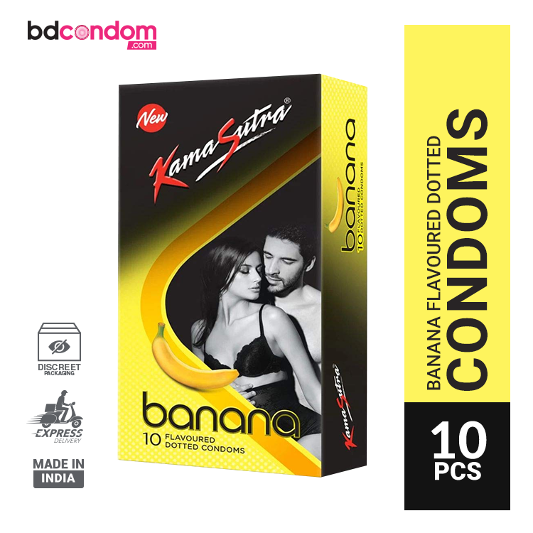 Kamasutra Banana Flavoured Dotted Condoms 10's Pack