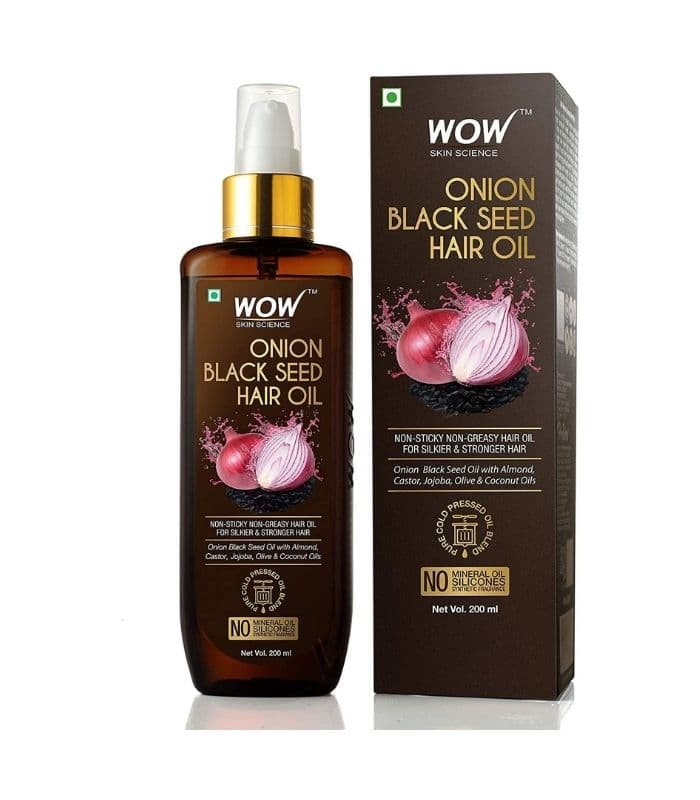 WOW Onion Black Seed Hair Oil – Promotes Hair Growth – Controls Hair Fall – No Mineral Oil & Silicones – 200mL