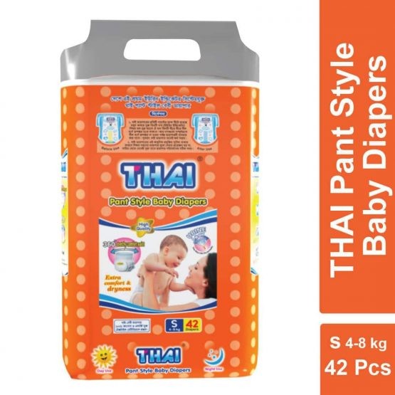 Thai Baby Diapers (PantStyle) S (4-8 kg)(Bangladesh) 42pcs