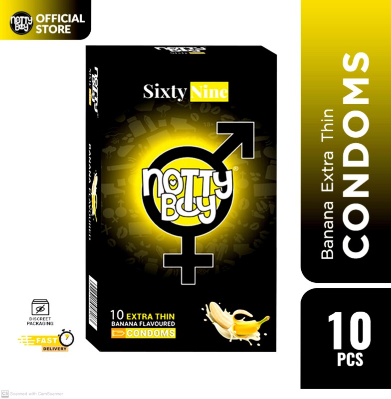 NottyBoy SixtyNine Banana Extra Thin Flavoured Condom - 10Pcs Pack(India)