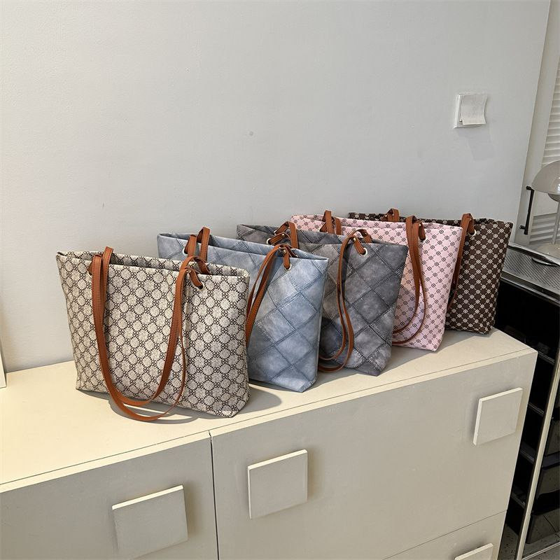 Geometric Pattern Shoulder Tote Bag Double Handle