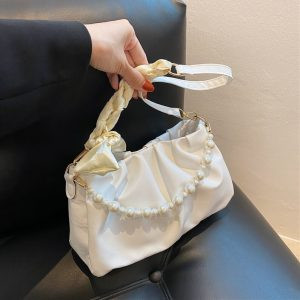 Pearl pleated Bag (White)