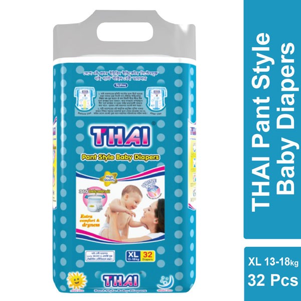 THAI Pant Style Baby Diapers (Economic Pack) XL 13-18kg 32 pcs