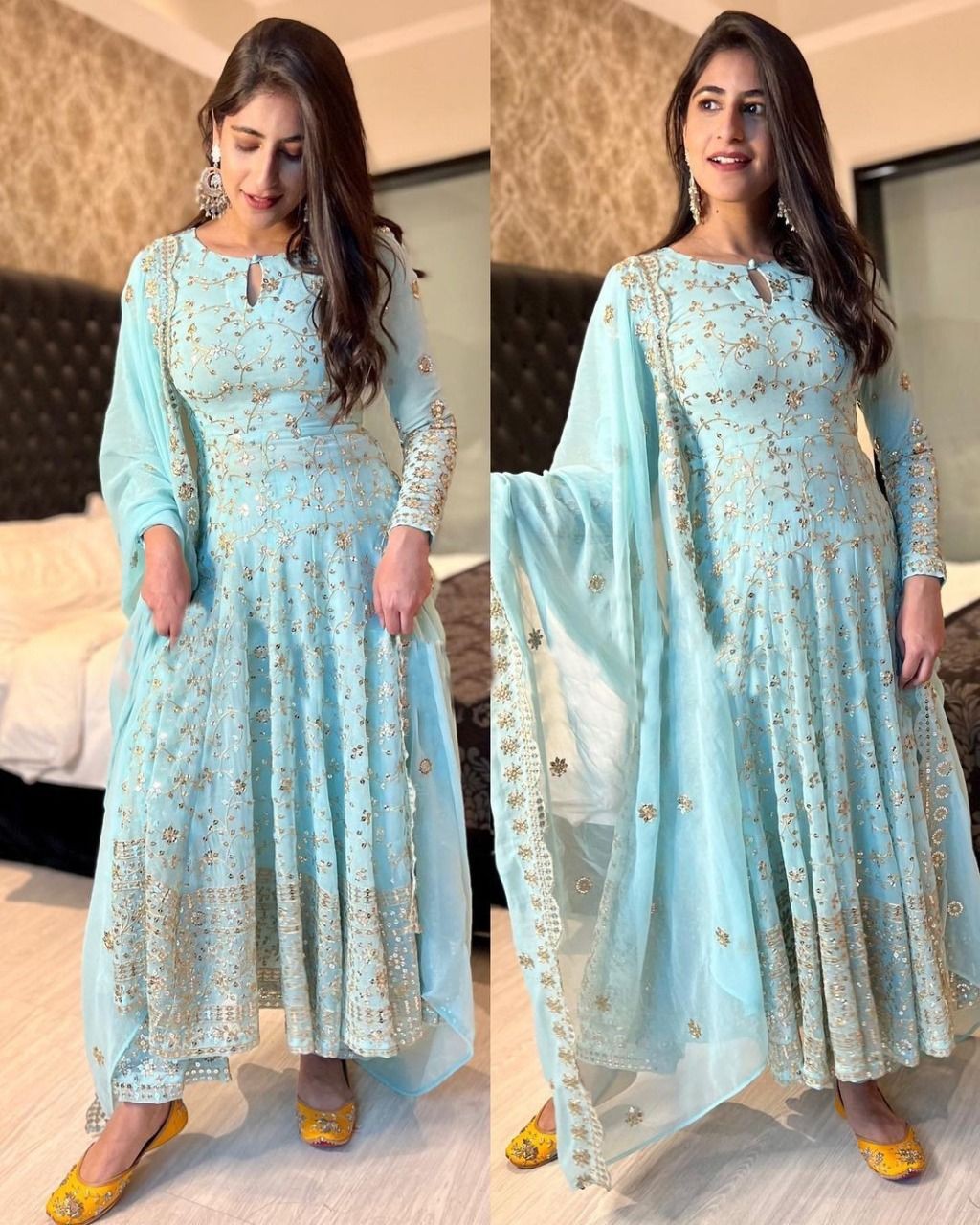 সেমি-স্টিচ আনারকলি গাউন Semi-Stitch Anarkali Gown