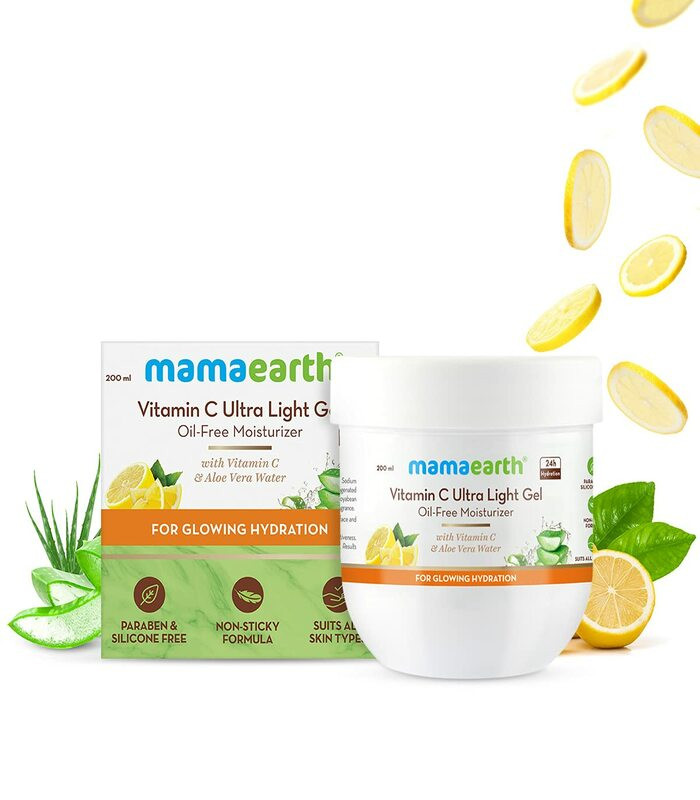Mamaearth Vitamin C Ultra Light Gel Oil-Free Moisturizer For Face, Body and Hands; with Vitamin C & Aloe Vera Water for Glowing Hydration – 200 ml