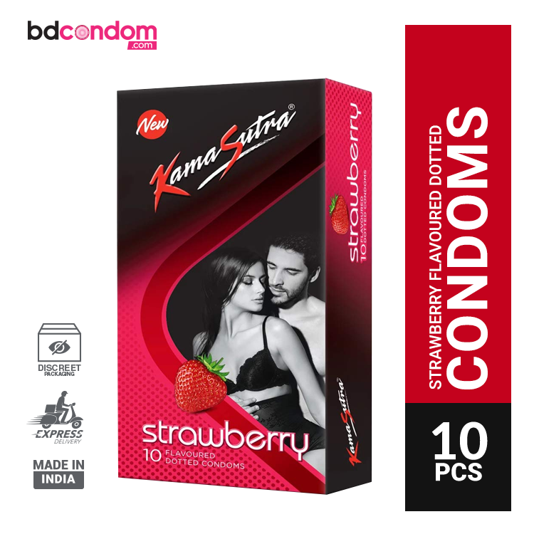 Kamasutra Strawberry Flavoured Dotted Condoms 10's Pack