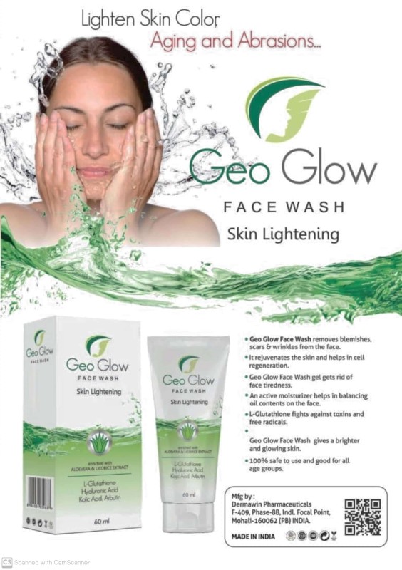 Geo Glow Face Wash with Aloe Vera & Licorice Extracts for Skin Hydration and Tone Lightening