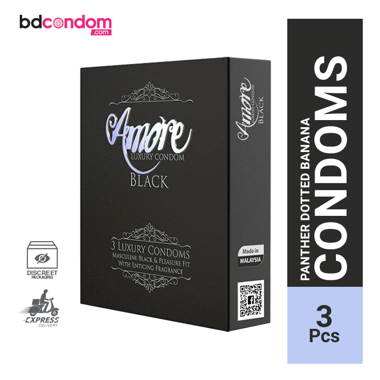 Amore Luxury Black Condom 3's Pack
