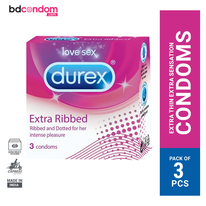 Durex Extra Ribbed and Dotted Condom for Men - 3Pcs Pack(India)