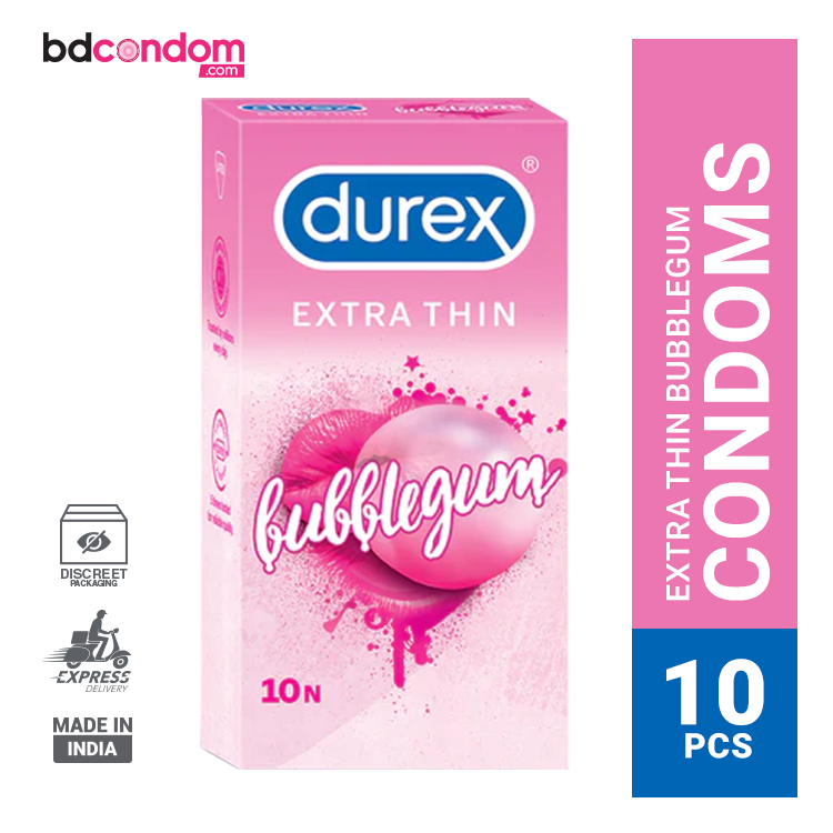 Durex Extra Thin Bubblegum Flavoured Condom - 10Pcs Pack(India)