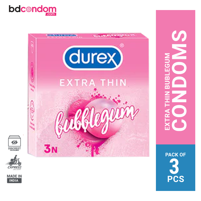 Durex Extra Thin Bubblegum Flavoured Condom - 3Pcs Pack(India)