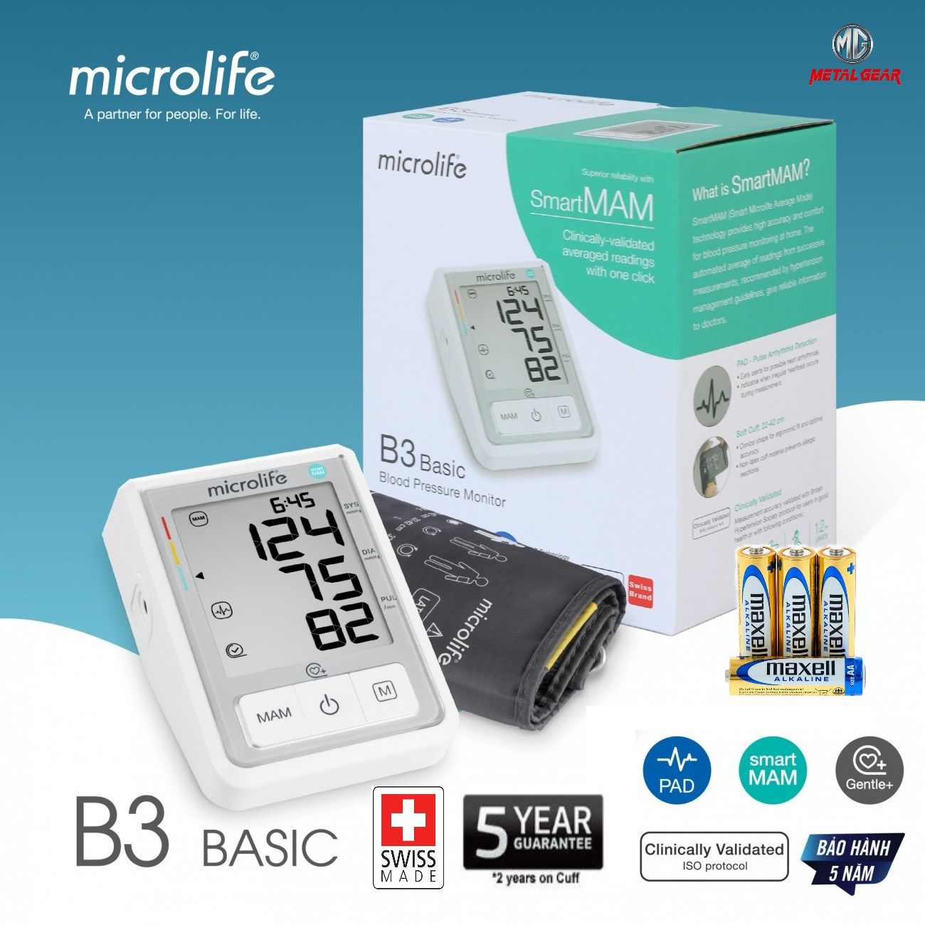 MICROLIFE B3 BASIC BLOOD PRESSURE MONITOR - EQUIPPED WITH SMART INTELIGENT ( MAM ) TECHNOLOGY By MeTaL GeAr
