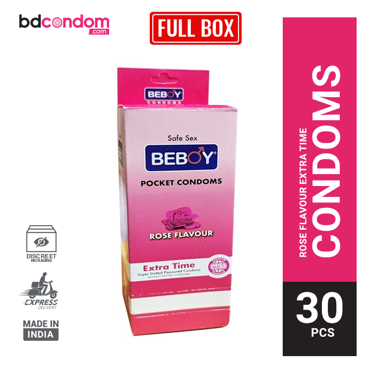 Beboy Extra Time Super Big Dotted Condom (Rose Flavour) 3x10 - 30Pcs Full Box (India)