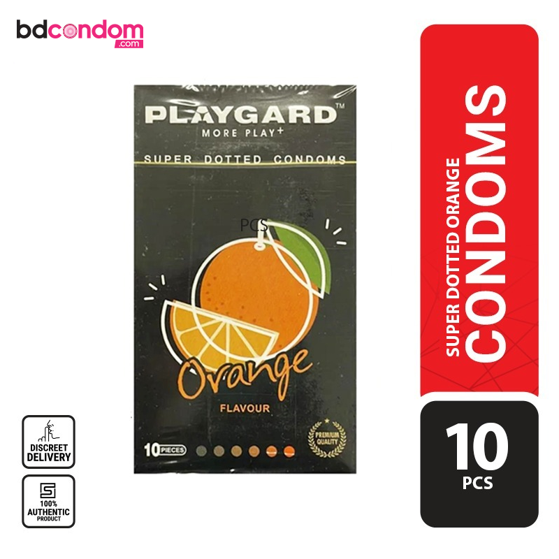 Playgard Orange Flavoured - SUPER DOTTED Condom - 10's Pack(India)Orange