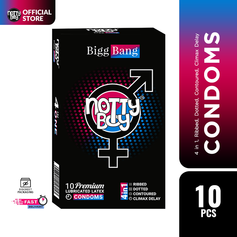 NottyBoy BiggBang 4in1 Ribbed Contoured Dotted And Delay Condoms 10's Pack
