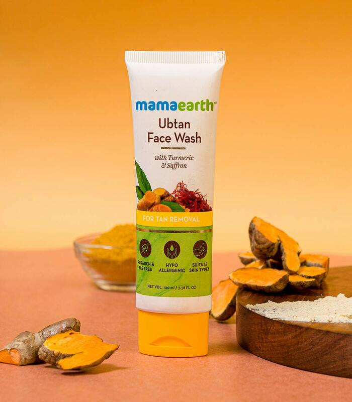 Mamaearth Ubtan Natural Face Wash for All Skin Type with Turmeric & Saffron for Tan removal and Skin brightning 100 ml – SLS & Paraben Free
