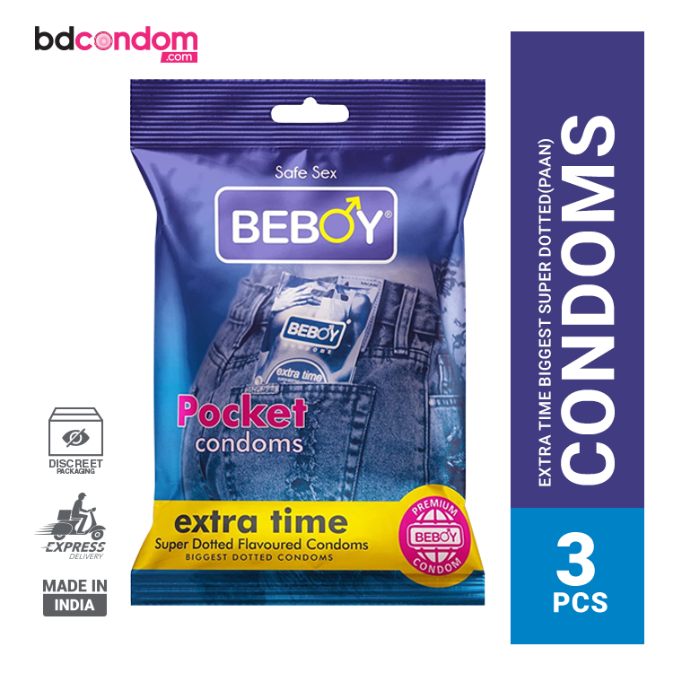 Beboy Extra Time Super Big Dotted Condom (Pan Flavour) Pocket Pack- 3Pcs(India)