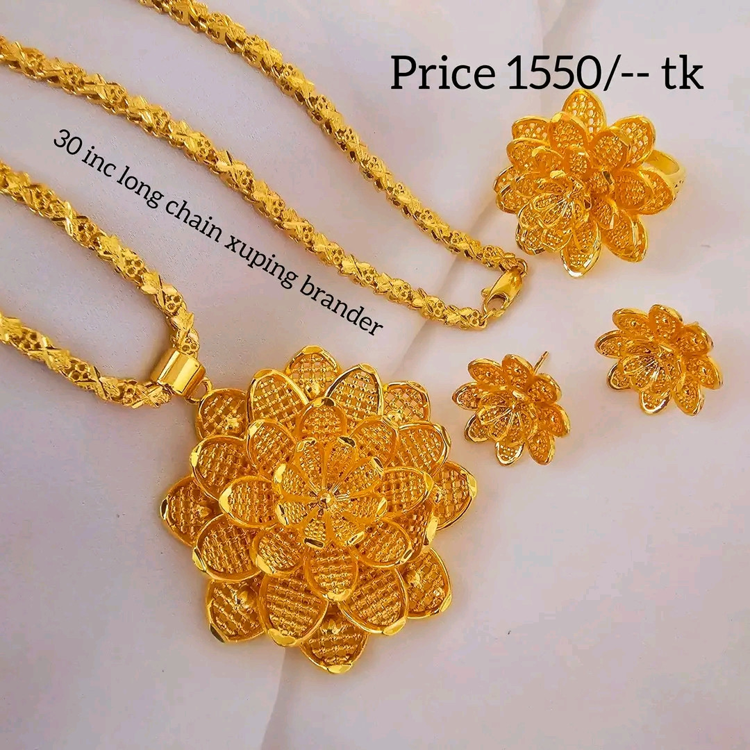 Gold plated jewellery - locket-chain-earrings for women