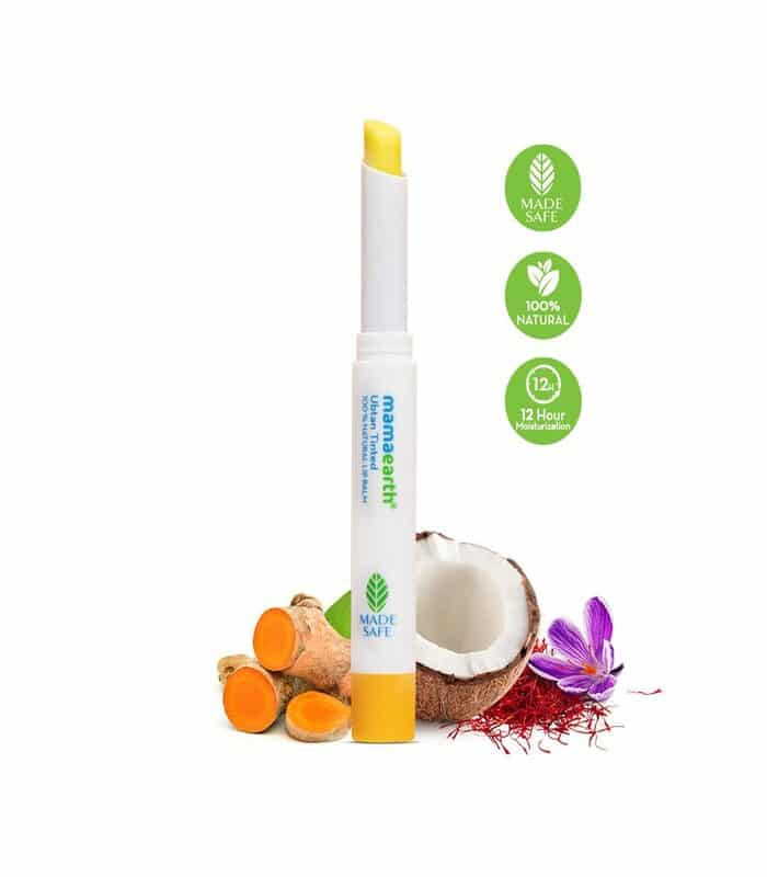 Mamaearth Ubtan Tinted 100% Natural Lip Balm for lightening Dark Lips, With Turmeric & Saffron For 12 Hour Moisturization -2 g
