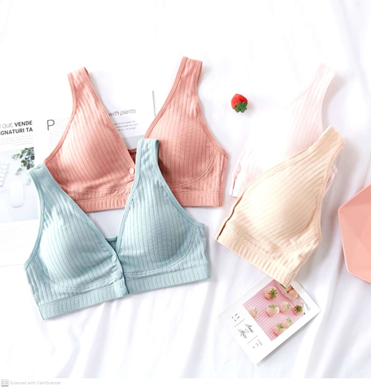 China Nursing Bra Tank Top Breastfeeding Made of Pure Cotton with No Steel Ring Front Open Button, High Elastic and Breathable Pregnant Women