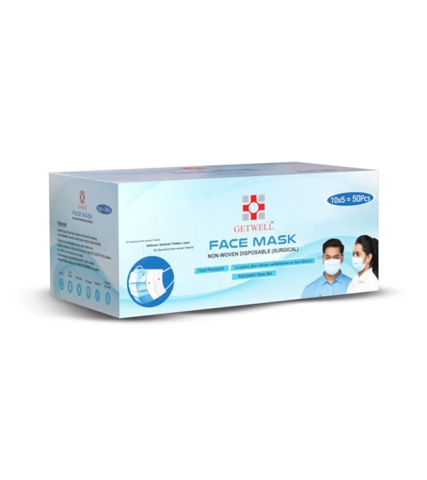 GETWELL FACE MASK (Non-Woven) With Zipper Poly 50 PCS (10 X 5)