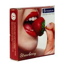 Sensation Super Dotted Scented Strawberry Condom 3's Pack