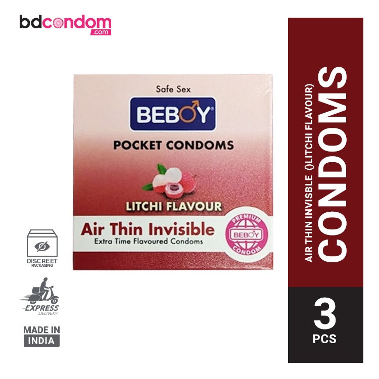 Beboy Extra Time Air Thin Invisible Condom (Litchi Flavour) - 3Pcs (India)