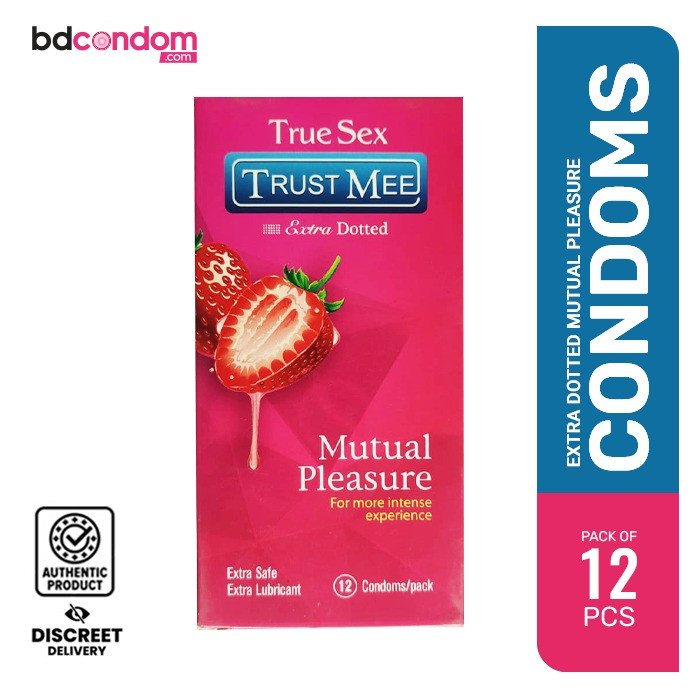 Trust Me Strawberry Extra Dotted Mutual Pleasure Condom - 12Pcs Pack