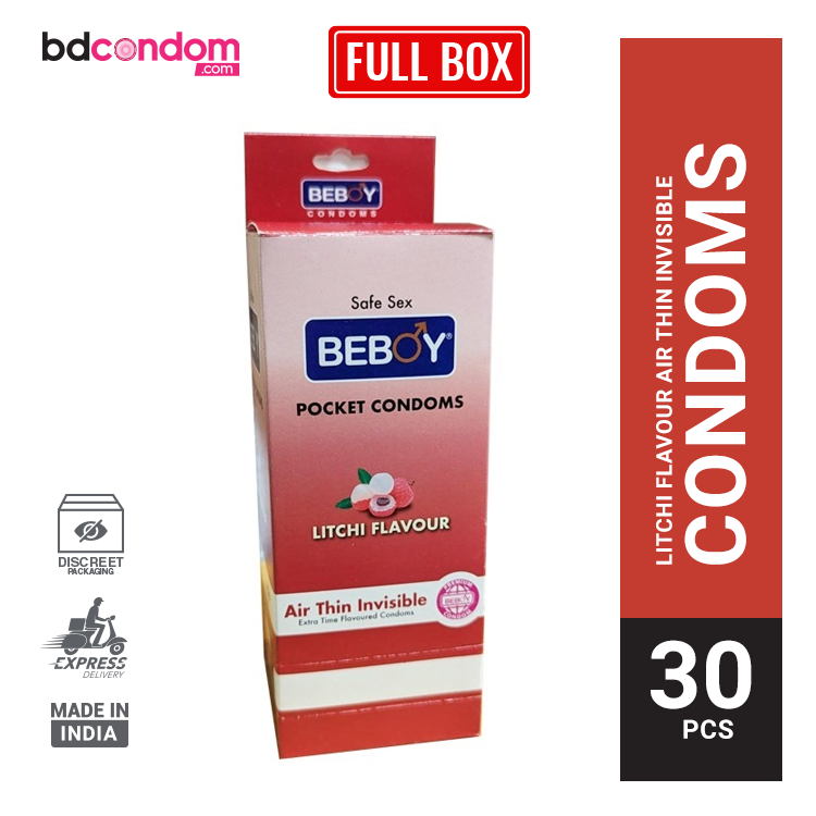Beboy Extra Time Air Thin Invisible Condom (Litchi Flavour) 3x10- 30Pcs Full Box(India)