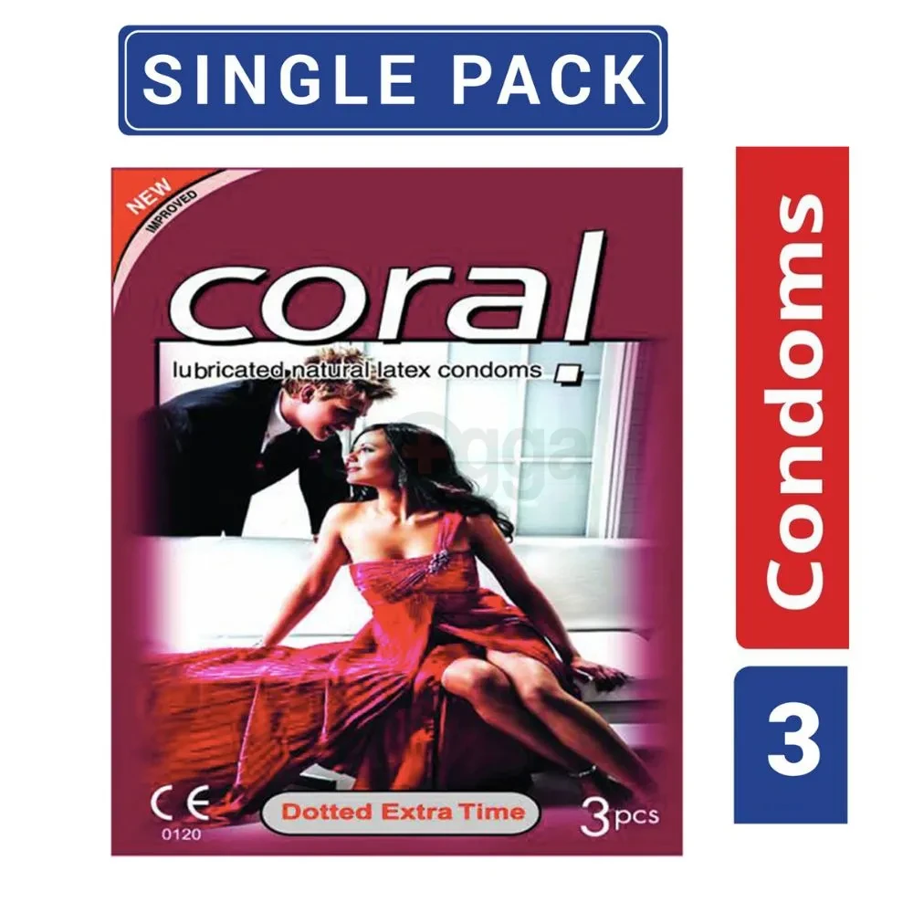 Coral Condom Dotted Extra Time 3's Pack