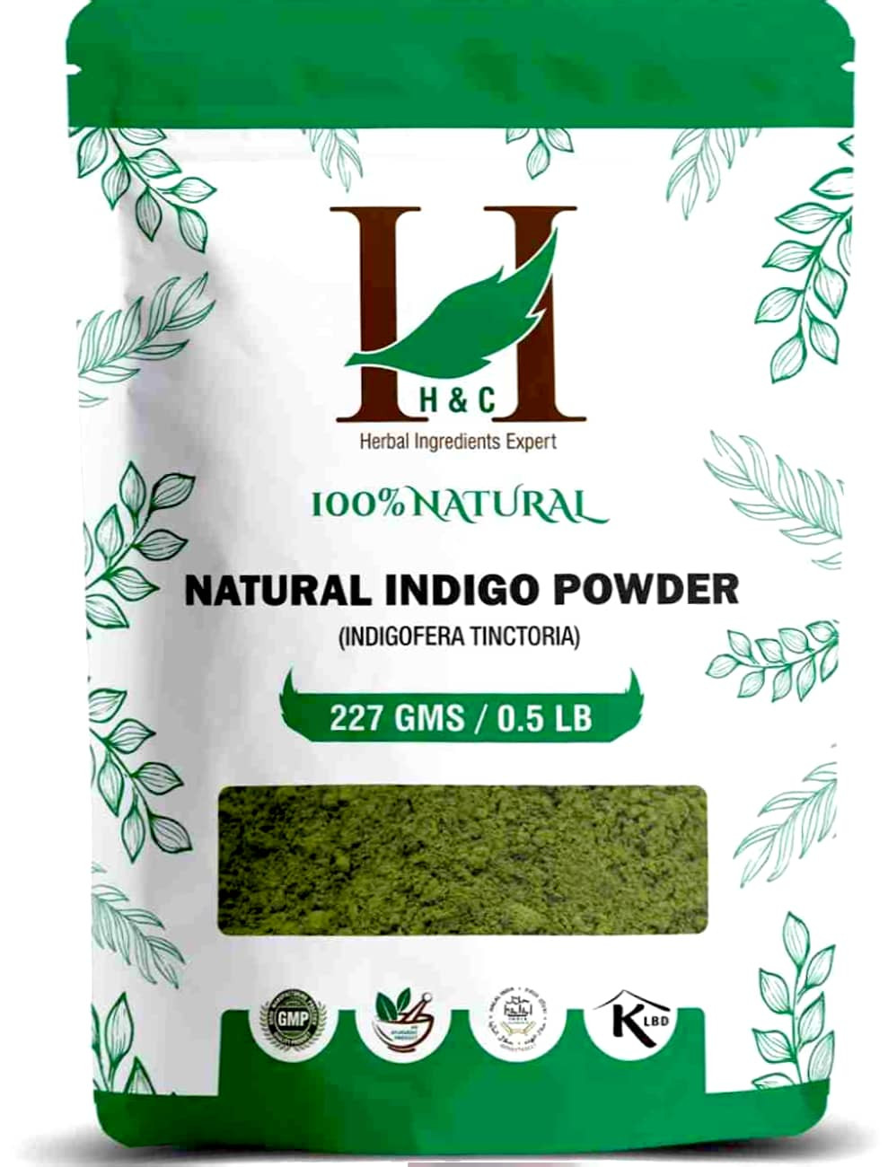 Indigo Powder H&C Herbal Ingredients Expert Natural Indigo (Indigofera Tinctoria) Powder for hair black